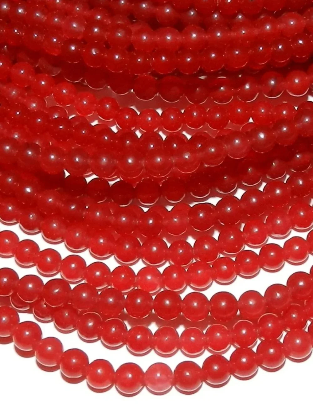 Red Malay Jade 4mm Round Quartz Gemstone Beads 15